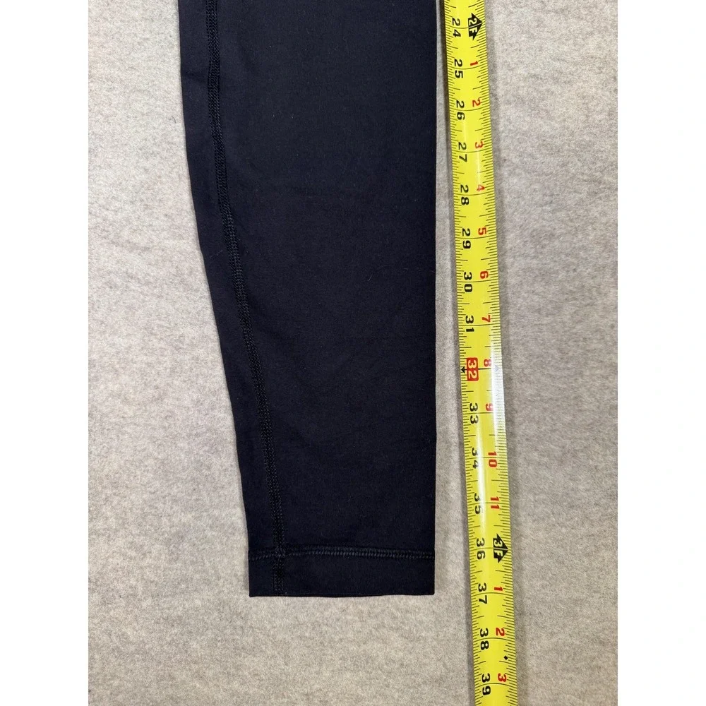 Lululemon Leggings Womens‎ 10 Black Ankle Mid Rise Yoga Gym Print Waistband